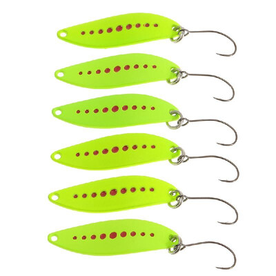 

YAPADA 6PCS 2g33cm 3g38cm Zinc Alloy Hard Fishing Lures Spoon Sequin Paillette Baits with Single Hook