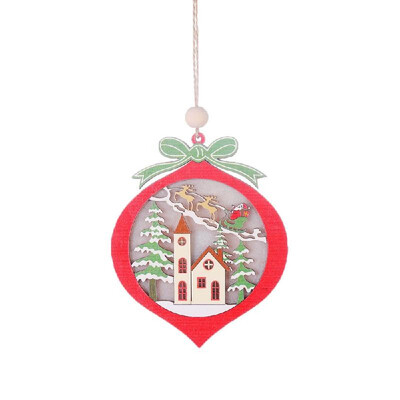 

4 Types Decoration In 1 Bag Delicate Christmas Decoration Wooden Hollowed-Out Pendant With Light