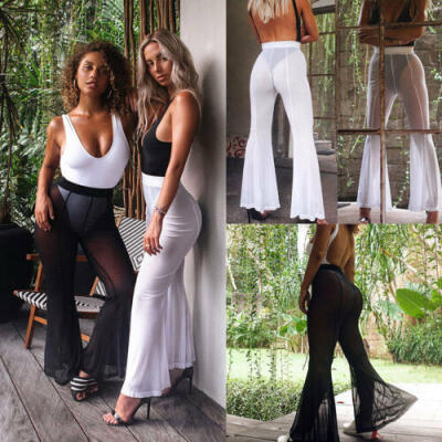 

Women Beach Mesh Sheer Bikini Cover Up Swimwear Bathing Long Pants Trousers -XL