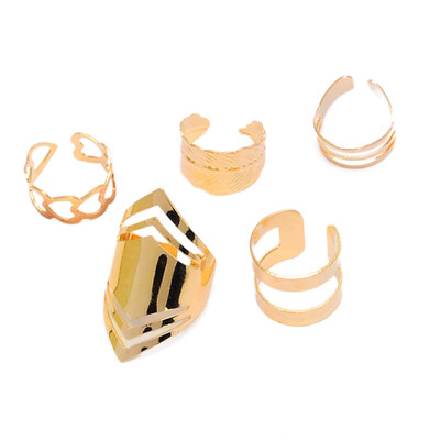 

2020 Unique New Arrival Fashion New Alloy Leaves Heart-shaped Ring of Five Suits Open Joints for GirlBeautiful Accessories