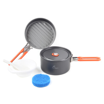 

Outdoor Camping 8Pcs Cookware Set Hiking Backpacking Picnic Cooking Pot Frypan Kettle Set with Foldable Handle for 2 - 3 People