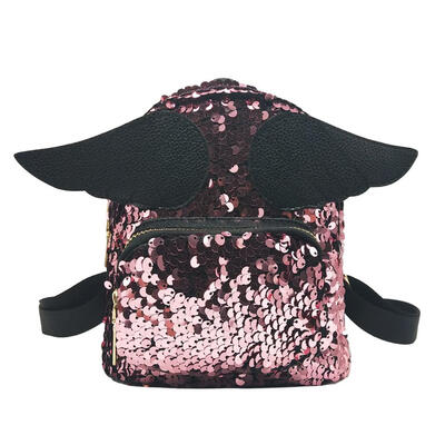 

Women Wing Shining Sequins PU Leather Backpack Princess Small Shoulder Bags