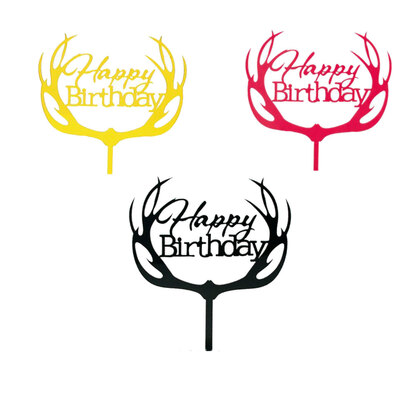 

Happy Birthday Cake Topper Acrylic Baby Shower Party Kids Birthday Cupcake Flag