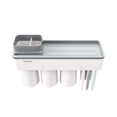 

〖Follure〗Wall-Mounted Toothbrush&Toothpaste Storage Set with Dustproof Cover No Drill