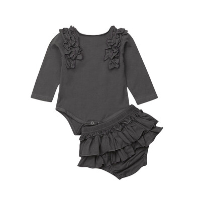 

New Toddler Baby Girls Ruffles Clothes Romper Bodysuit Long Pants Shorts Outfits