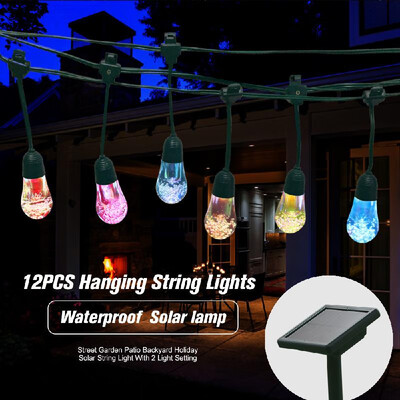

12PCS LED Solar Waterproof Outdoor Hanging String Lights Street Garden Patio Backyard Holiday Solar String Light With 2 Light Sett