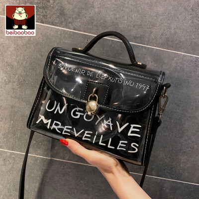 

Ins summer bag 2019 new Korean version of Joker transparent jelly bag portable slung small square bag