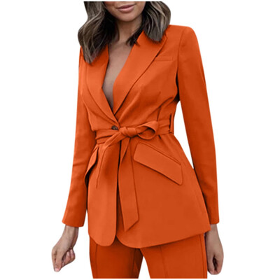 

Toponeto Women Casual Solid Long Sleeve Coat Elegant Turn-Down Pocket Outerwear Jacket