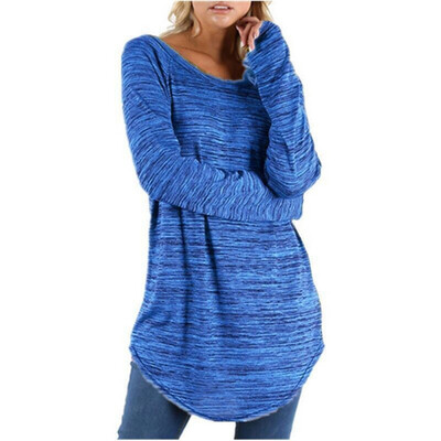 

Women Fashion Long Sleeve O-neck T-Shirt Women Solid Long T Shirt Autumn Casual Loose Tshirts Tops Female Plus Size