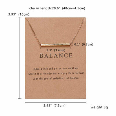 

Wish Card Gold-color Balance Wood Straight Bar Alloy Clavicle Pendant Short Necklace Geometric Circle Round Charm Necklace Gift