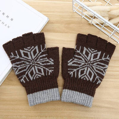 

Men Wool Knitted Stretch Elastic Warm Gloves Half Finger Fingerless Gloves Mittens