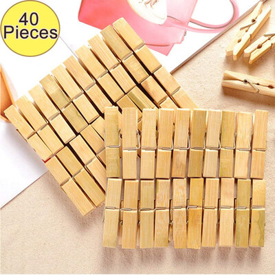 

〖Follure〗40 Wooden Clothes Hanging Pegs Washing Line Dryer Airer Wood Outdoor Indoor