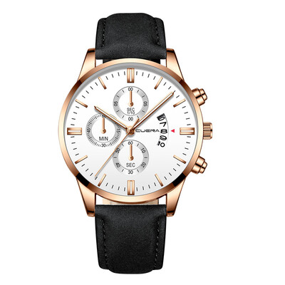 

Gobestart Mens Fashion Sport Stainless Steel Case Leather Band Quartz Analog Wrist Watch