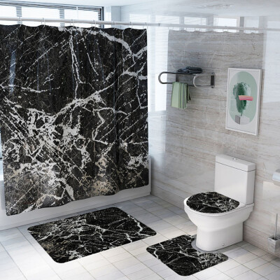 

Gobestart Creative Crack Curtain Floor Mat Four-piece Bathroom Mat Set