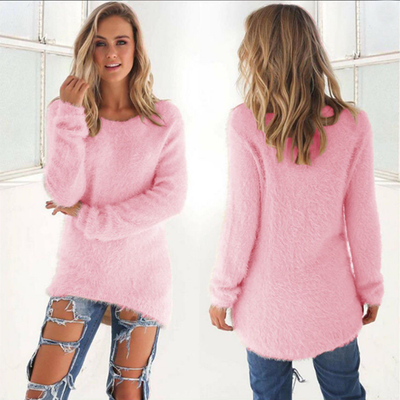 

Womens Fluffy Sweater Jumper Long Sleeve Ladies Sweatshirt Pullover Blouse Tops