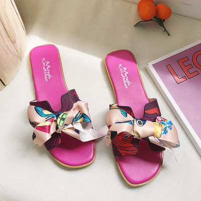 

Slippers womens fashion Korean summer flat&cool slippers womens beach shoes bow tie