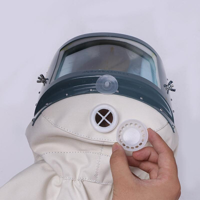 

Protective dust-proof sandblasting hood white canvas large frame painting mask labor insurance protective sandblasting cap wholesa