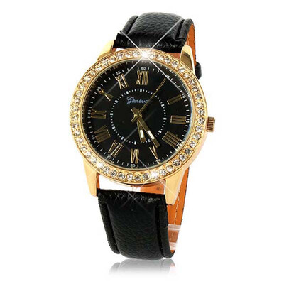 

Fashion Women Watches Rhinestone Scale Dial Ladies Quartz Wristwatch Simple Leather Strap Clock Party Relogio Feminino