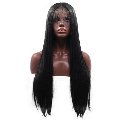 

Dolago Straight Synthetic Hair Wigs For Women black Lace Front Wig