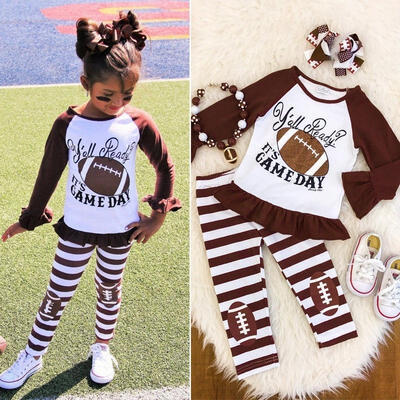 

2pcs Outfits Clothes Toddler Kids Baby Girl TopsStripe Pants Tracksuit 2-7Y
