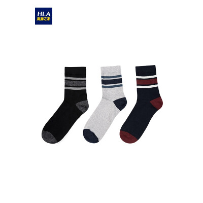 

HLA Haishu House in stockings male 2018 autumn new three pairs of comfortable&breathable mens socks HZACJ3E061A Navy blue inlay light gray inlay black inlay 61 26-28CM