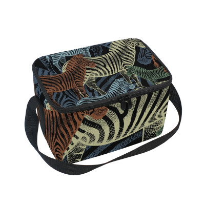 

ALAZA Insulated Lunch Box 3D Print Zebra Lunch Bag for Men Women Portable Tote Bag Cooler Bag