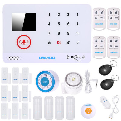 

OWSOO 433MHz Wireless Auto-dial 3G SMS Alarm Security System Water Door Sensor LCD Display Wired & Wireless Siren Kit Phone App Re