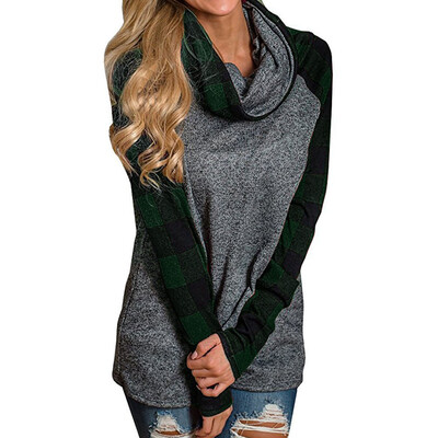 

Starmoon Womens Turtleneck Tops Plaid Shirts Tunic Long Sleeve Pullover Sweatshirt GNL