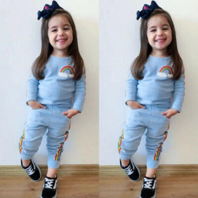 

2PCS Toddler Baby Girls Autumn Clothes Long Sleeve Top T-shirt Long Pants Outfit