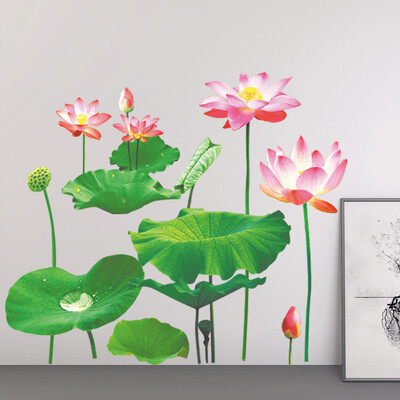 

〖Follure〗1PCS Simulation Lotus Removable Vinyl Decal Art Mural Home Decor Wall Stickers