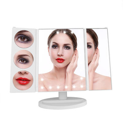 

LED Lighted Big Makeup Mirror 3X5X10X Magnifying Trifold Cosmetic Mirror Cosmetic Mirror Magnifying Makeup Mirror