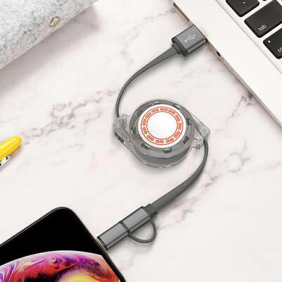

Retractable Charging Cable Lightning MicroUSB 2-in-1 21A USB Charging Cable For Huawei Xiaomi 33ft-1m
