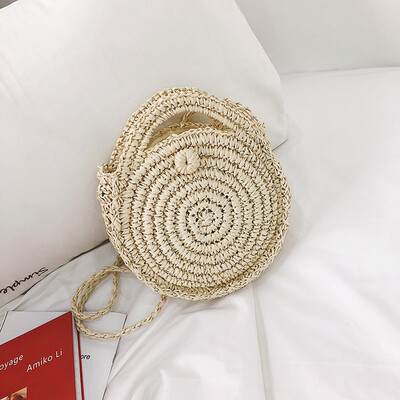 

Tailored Women Circular Handwoven Retro Rattan Straw Weave Beach Bag Crossbody Bag