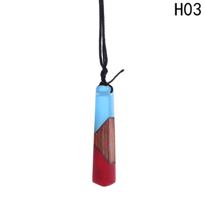 

Handmade Resin Wood Pendant Necklace Wooden Jewelry Men Women Sky 23 colors