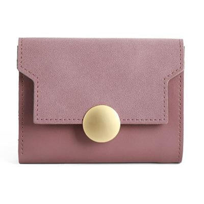

Stylish Contrast Color Frosted Fold Short Wallets With Round Shining Snap Button For Women Multi-Card Holder Coin Purse