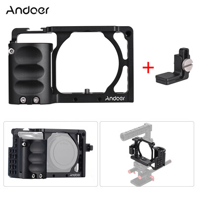 

Andoer Protective Aluminum Alloy Video Camera Cage Hand Grip Top Handle Baseplate Kit Film Making System with Cable Clamp fo
