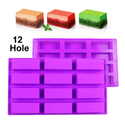 

Rectangle 12 Cavities Silicone Soap Candy Cake Mold DIY Baking Mould Bakeware
