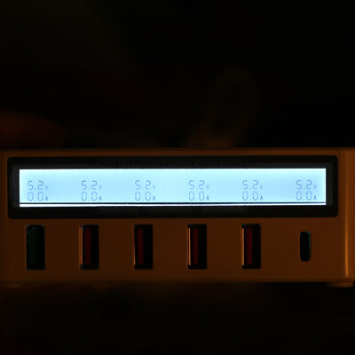 

Smart Charging Station with 6 Ports LCD USB Charging Dock Wireless Charger of Universal Compatibility Charging Station for Family