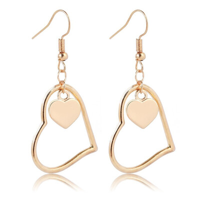 

Women Gold Hallow Heart An Star Drop Earrings Fashion Gift For Lover Beach Earrings Female Women Handmade Wedding Jewelry