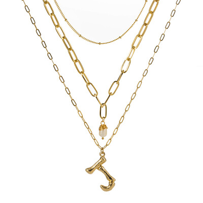 

natural freshwater pearl A-Z 26 Initial Pendant Letter Necklace For Women Gold Letter Wholesale Jewelry Gift for Love Friends