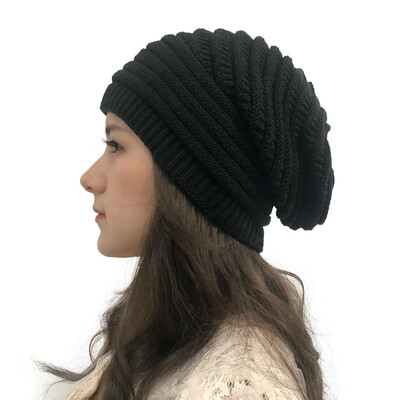 

Tailored Women Autumn Winter Outdoor Solid Splice Hats Crochet Knit Holey Beanie Cap
