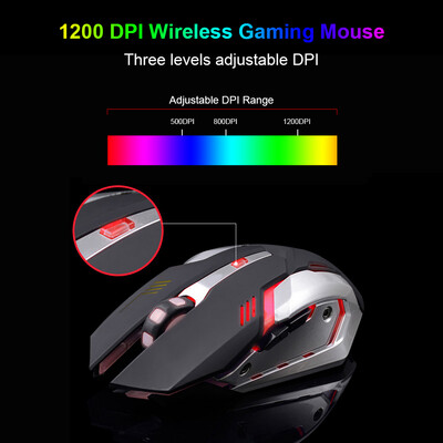 

Free Wolf Wireless Gaming Mouse 1800DPI Mechanical Mouse for Game Player with Programmable Buttons Ergonomic Grip Silent Gaming Mi