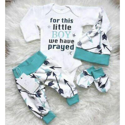 

3Pcs Newborn Infant Baby Boys Romper Long Pants Hat Bodysuit Outfits Clothes Set