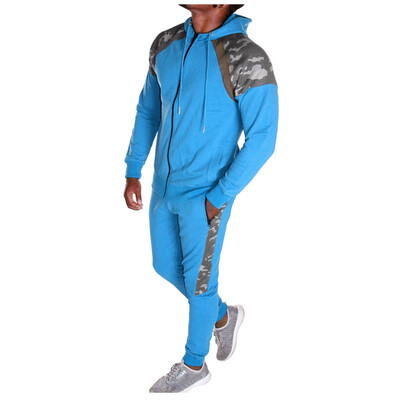 

Toponeto Mens Autumn Splicing Zipper Print Sweatshirt Top Pants Sets Sport Suit Tracksuit