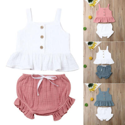 

UK Toddler Kid Baby Girl Clothes Crop TopStripe Short Pants Summer Outfit Set