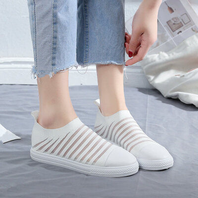 

Single shoe female summer Korean version of mesh breathable fly knit socks shoes a pedal lazy flat casual shoes