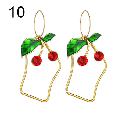 

Fashion Women Hollow Square Bee Cherry Rose Long Dangle Hoop Earrings Jewelry