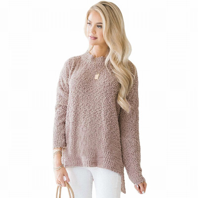

Solid color sweater bottoming shirt womens round neck long sleeve slimming shirt