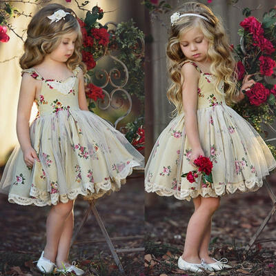 

Flower Girl Dress Baby Lace Flower Tulle Pageant Birthday Party Formal Dress