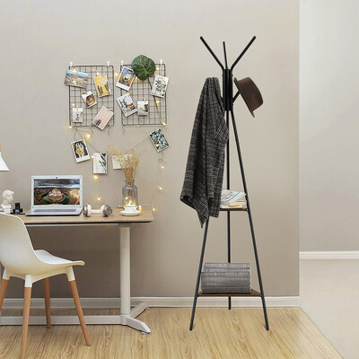 

Gobestart Entryway Coat Rack Stand Coat Tree Hall Industrial Style With 2 Shelves